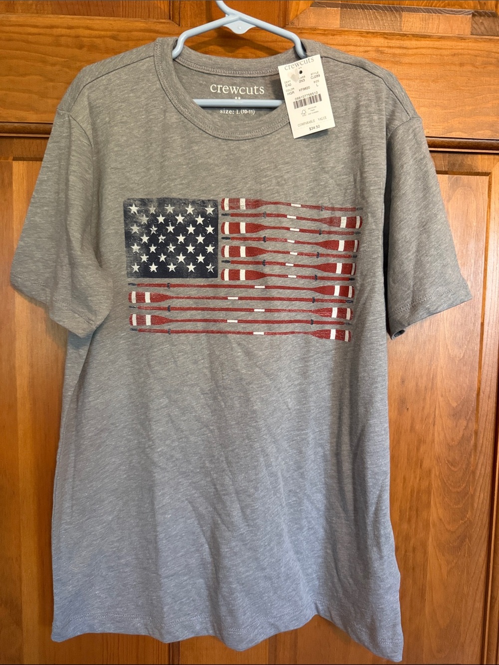 NWT J Crew Factory boys oar flag graphic short sleeve tee, L 10-11